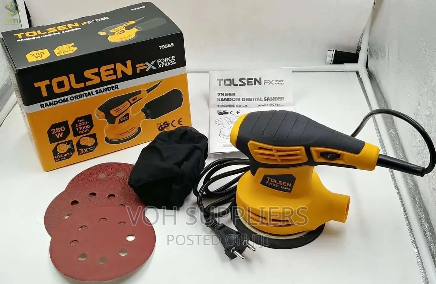 Tolsen Industrial Random Orbital Sander (280W) With Sanding
