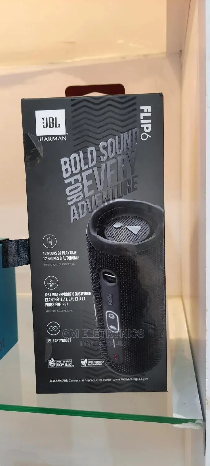 Black JBL Flip 6 Bluetooth Speaker Deep Bass Ipx7waterproof