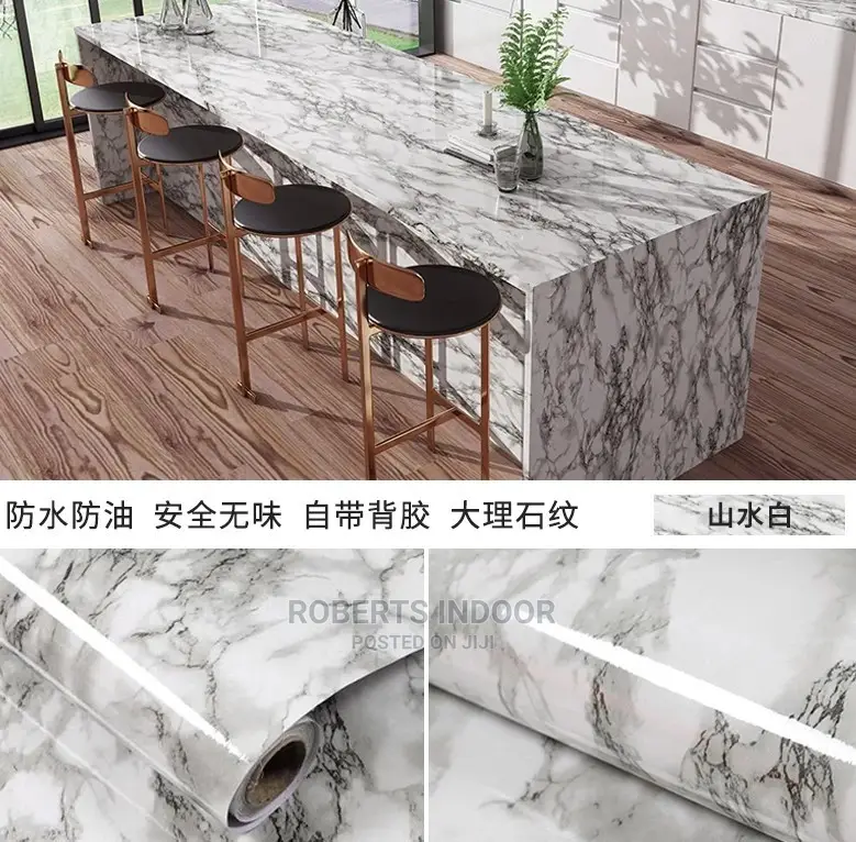 Grey and White Pvc Marble Contact Paper