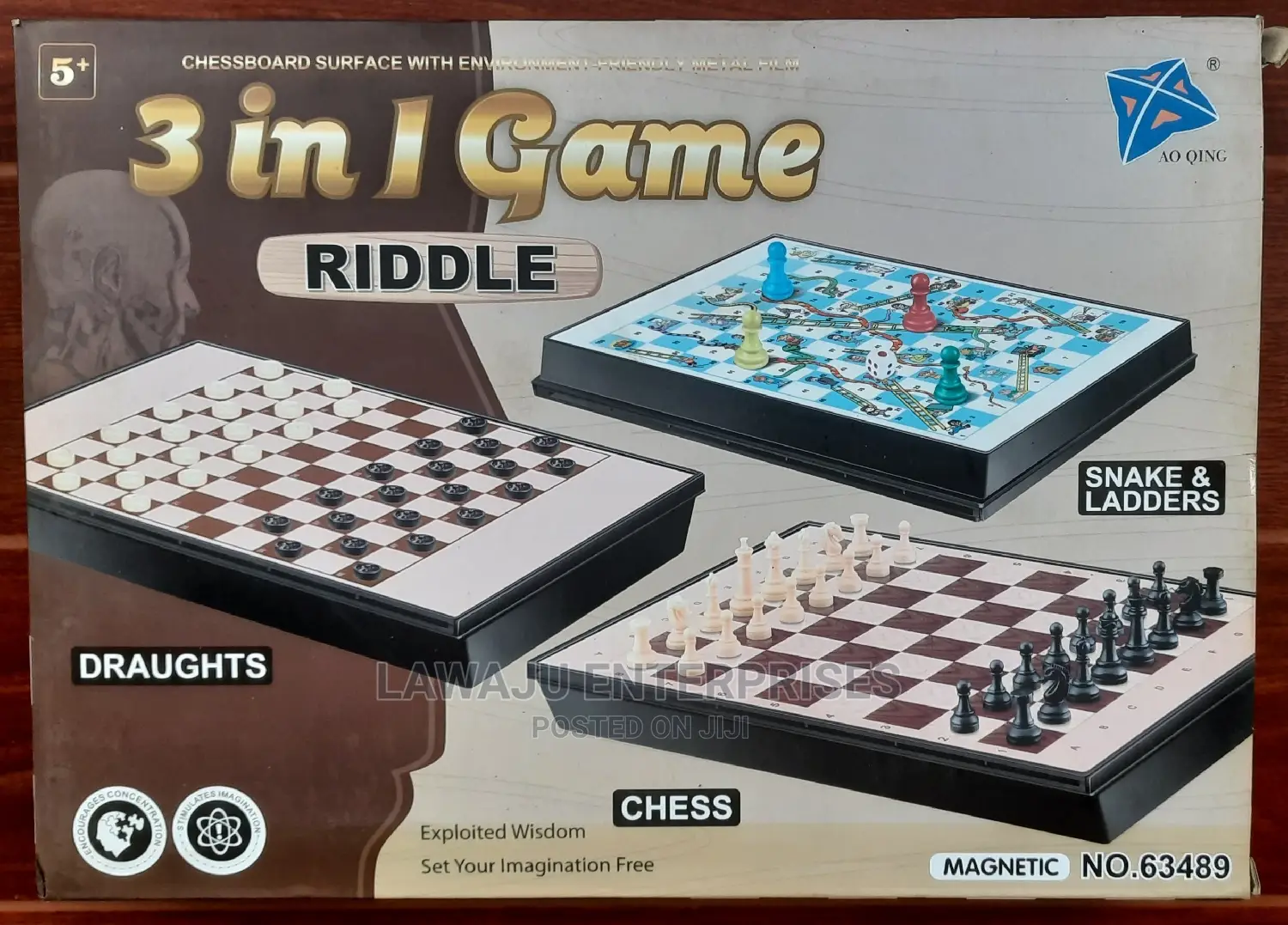 3in1 Board Game (Snakes Ladder, Chess Draught)