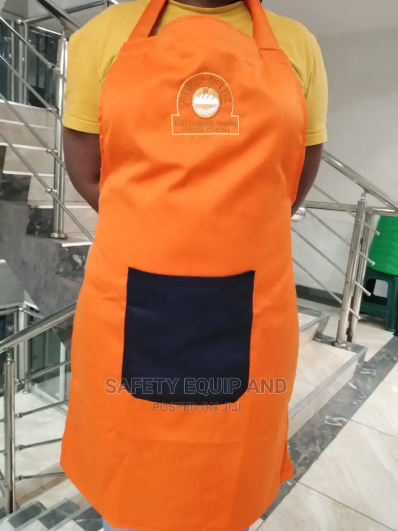 Orange Apron With Black Pocket