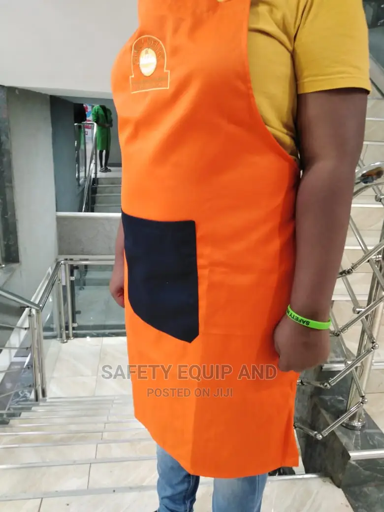 Orange Apron With Black Pocket