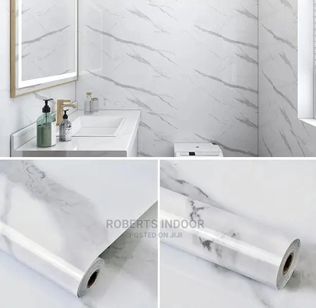 White Detailed Marble Contact Paper