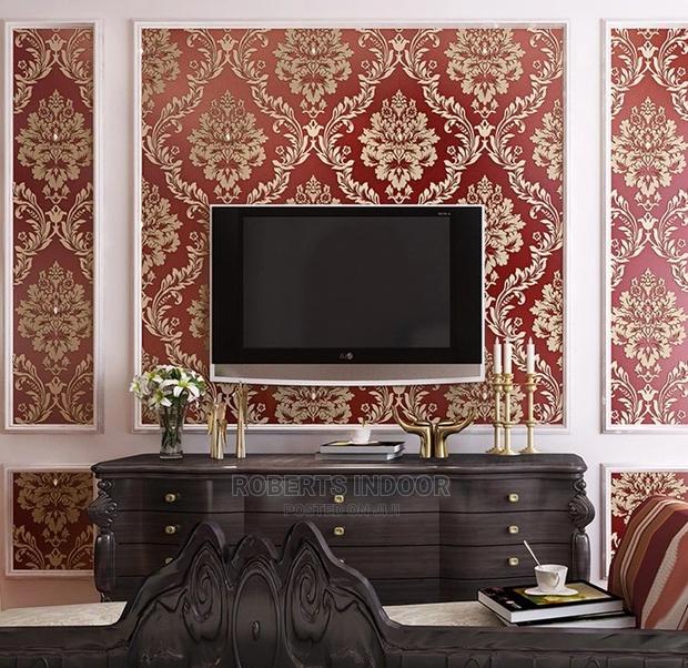 Maroon Damask Wallpaper - main view