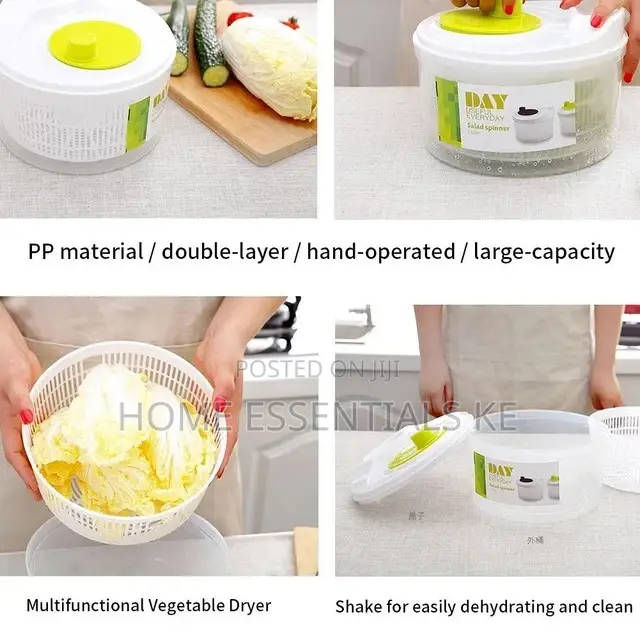 New Large 3ltr Manual Salad Spinner, Dryer ,Drainer Etc