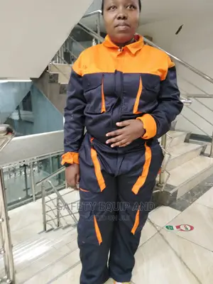 Navy Blue and Orange Cargo Overall
