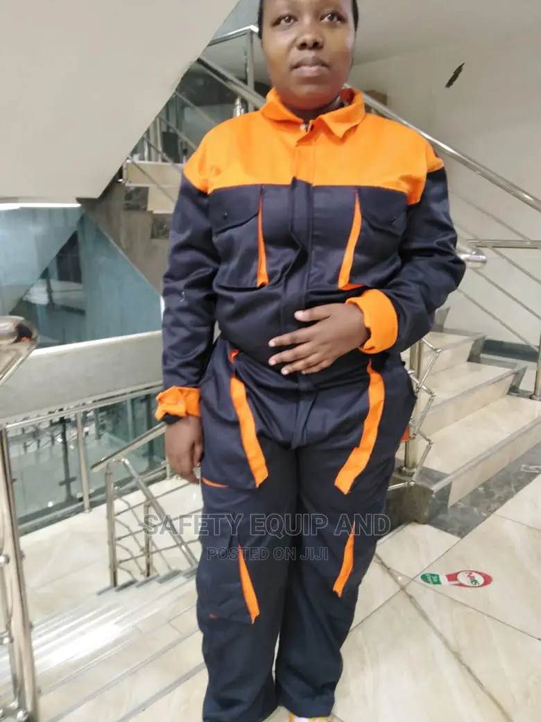 Navy Blue and Orange Cargo Overall