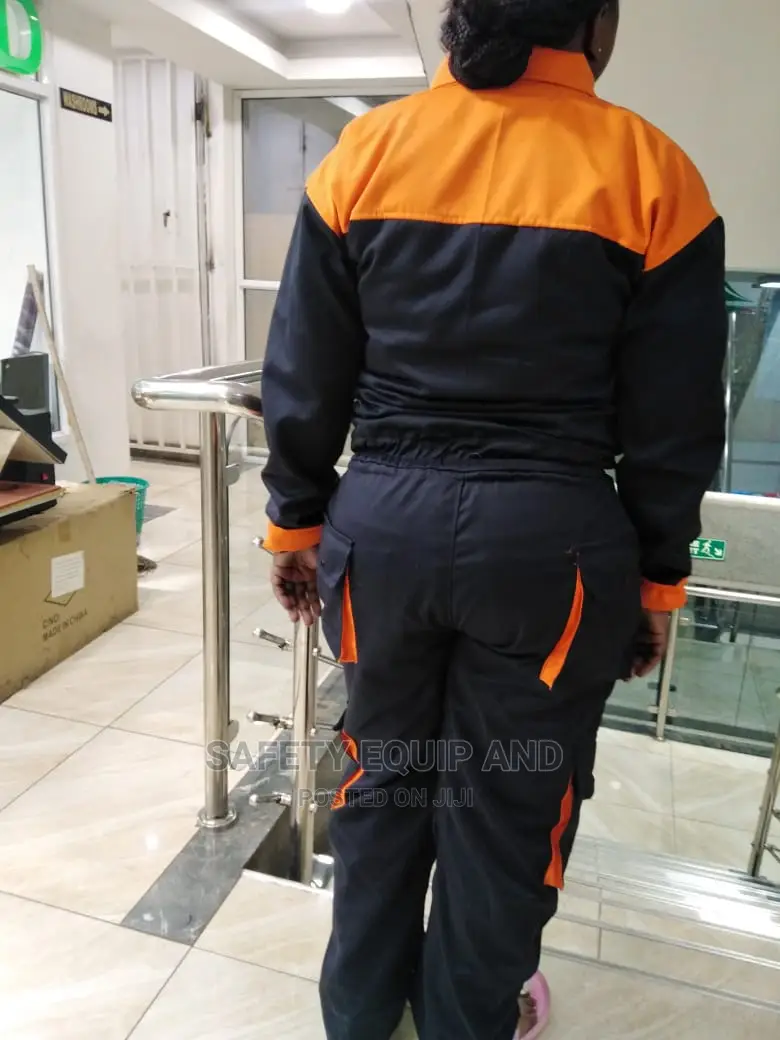 Navy Blue and Orange Cargo Overall