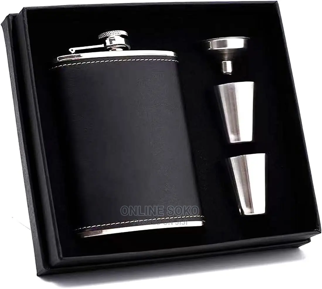 Stainless Steel Portable Whiskey Hip Flask - Funnel 2 Tot Cups - 200ml