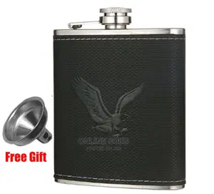 Stainless Steel Portable Whiskey Hip Flask - Funnel 2 Tot Cups - 200ml