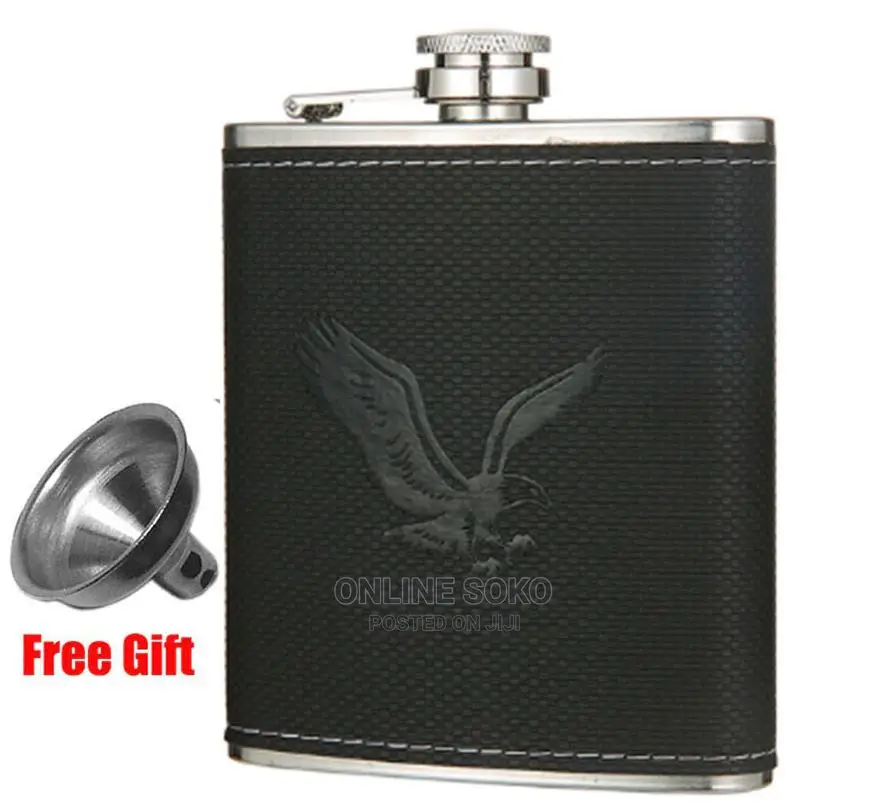 Stainless Steel Portable Whiskey Hip Flask - Funnel 2 Tot Cups - 200ml