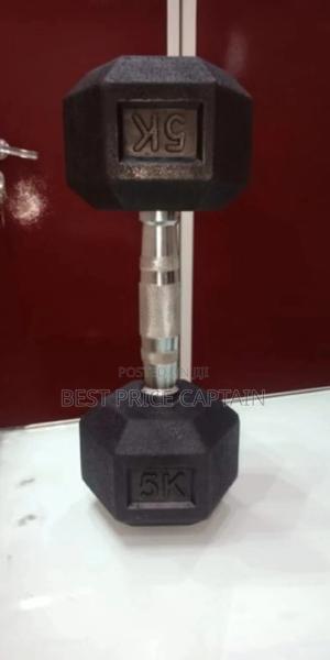 5kgs Rubber Hexagonal Dumbbells. - thumbnail 2