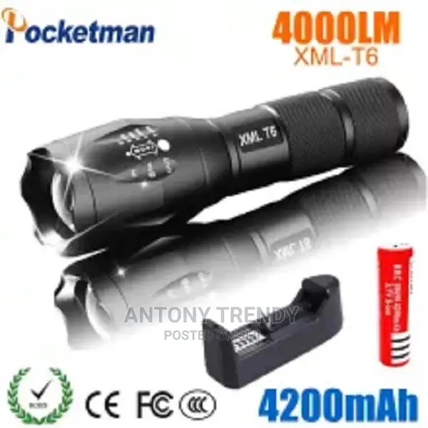 LED Flashlight Powerful XML T6 Aluminum Waterproof Zoomable.