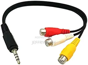 3.5mm 1/8" Male Plug to 3 RCA Female Adapter Cable, Adapter