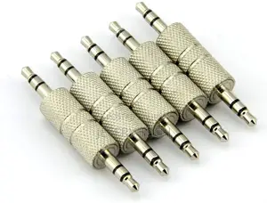 5PCS 3.5mm Jack to 3.5mm Audio Male Adapter Connectors.(Sil