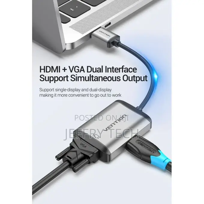 Vention HDMI to HDMI+VGA Converter 0.15M Gray Metal Type