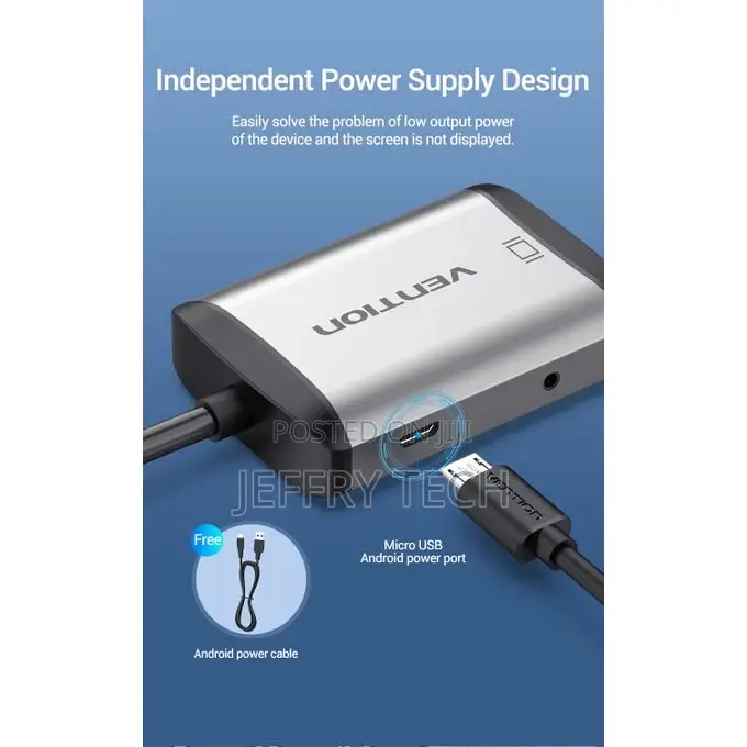 Vention HDMI to HDMI+VGA Converter 0.15M Gray Metal Type