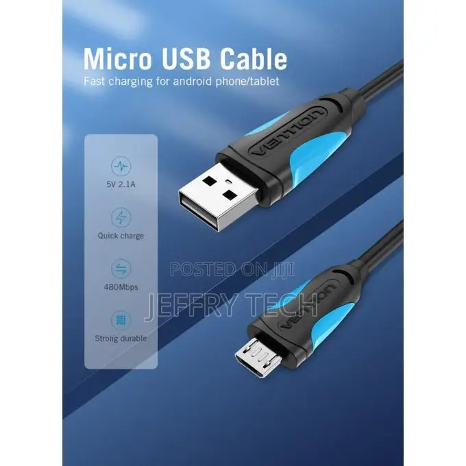 Vention USB2.0 a Male to Micro B Male Cable 2M Black