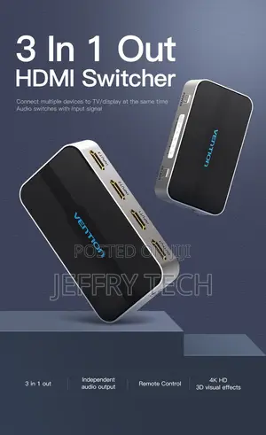Vention 3 in 1 Out 4K HDMI 1.4 Switch With Audio Separation
