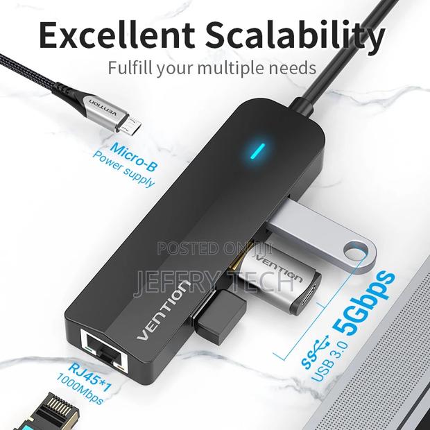 Vention 5-in-1 Usb-C Hub Mix Gigabit Ethernet Adapter - thumbnail 3