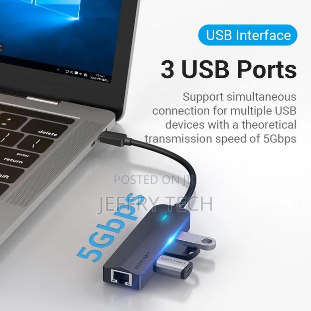 Vention 5-in-1 Usb-C Hub Mix Gigabit Ethernet Adapter - thumbnail 4