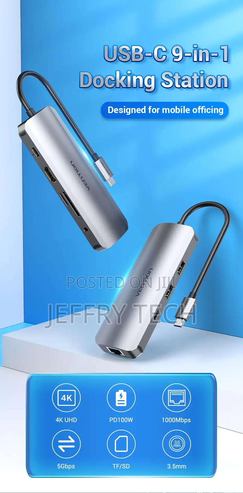 Vention Multi-Function USB-C 9-In-1 Docking Station