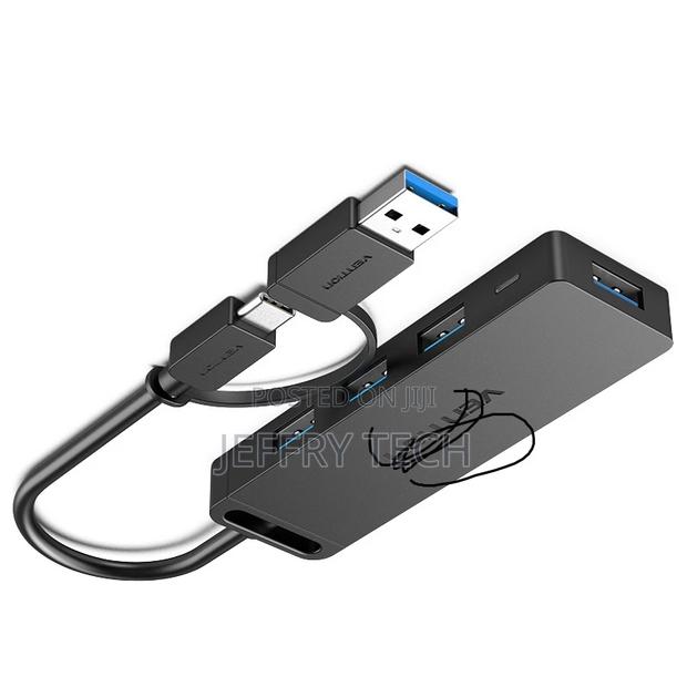 Vention 4-Port Usb 3.0 Hub With Type C Usb 3.0 2-In-1 Inte