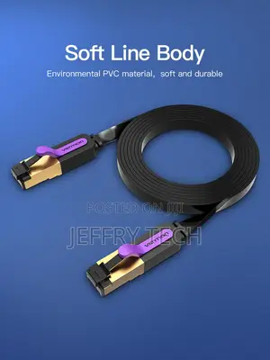 Vention Flat Cat.7 Patch Cable 2M Black Premium Quality