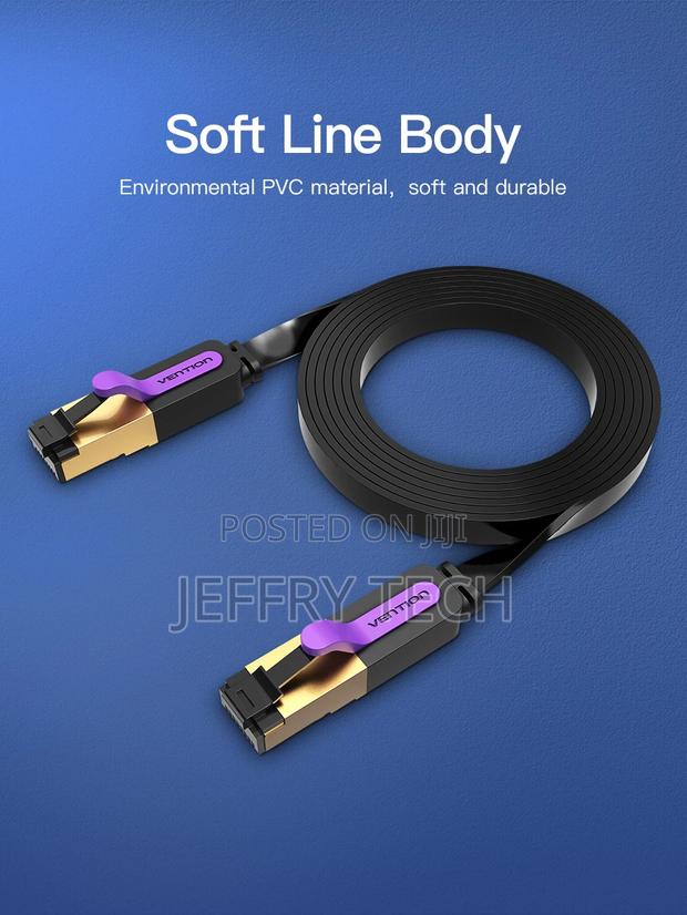 Vention Flat Cat.7 Patch Cable 2M Black Premium Quality