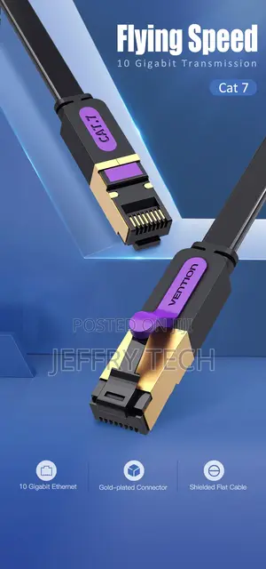 Vention Flat Cat.7 Patch Cable 2M Black Premium Quality