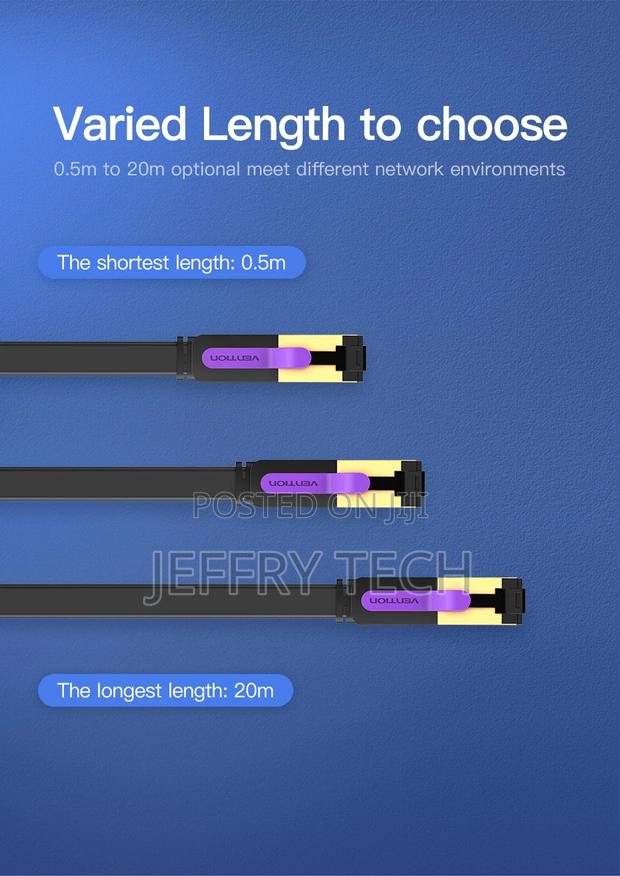 Vention Flat Cat.7 Patch Cable 5M Black Premium Quality - thumbnail 2