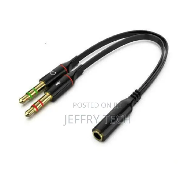 3.5mm Audio Mic Y Splitter Cable Cord Headphone Adapter Fema
