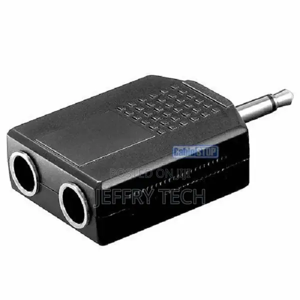3.5mm Mono Jack Plug 2x 6.35mm Mono 1/4" Female Y Sockets Ca