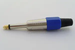 1/4" 6.35mm MONO Metal Plug Male With Blue/Black Plastic Au