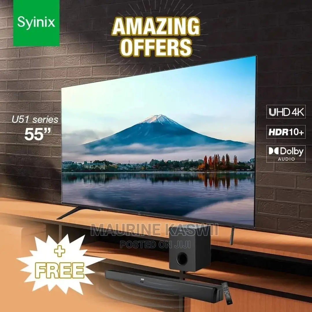 Syinix 55 Smart Android + a Free Sound Bar, U 51 SERIES