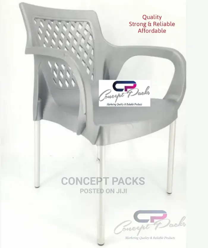 Strong Comfortable Plastic Chair With Metal Tubing Legs