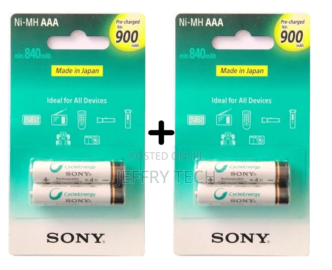 Sony AAA Cycle Energy 900 Mah Rechargeable Batteries- 4pcs