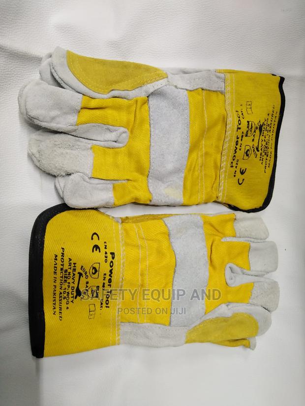 Short Leather Gloves/Yellow and White - main view