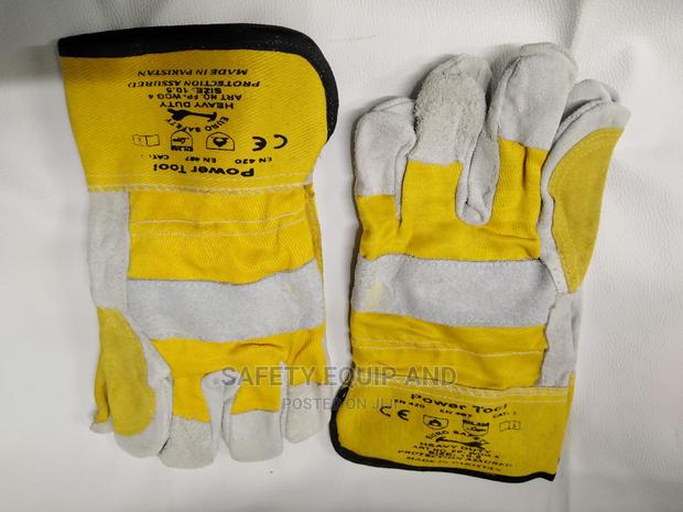 Short Leather Gloves/Yellow and White - thumbnail 2