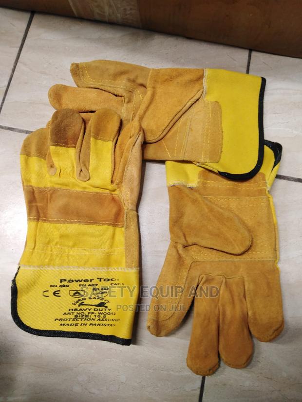 Yellow Cow Split Leather Gloves - main view