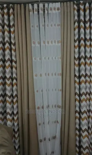 Printed Beige Elegant House Curtain