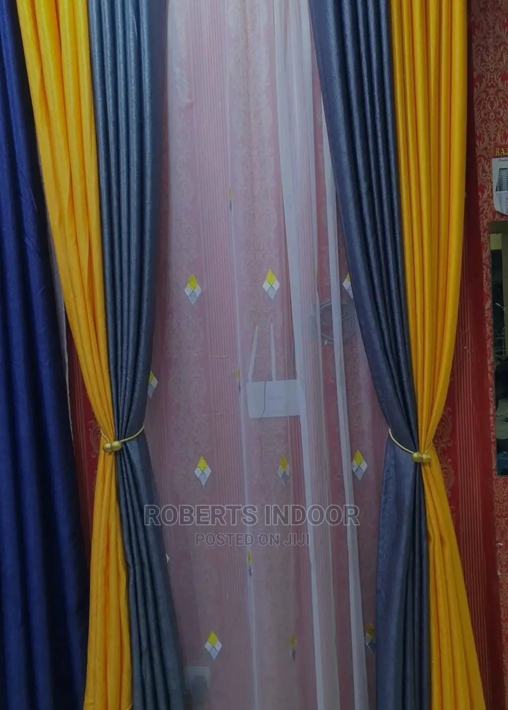 Elegant Yellow and Grey House Curtain