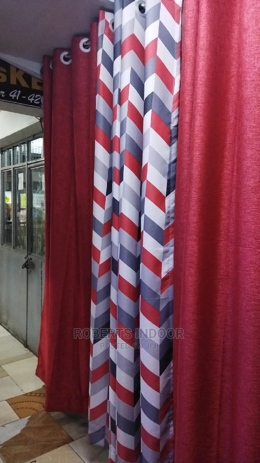Printed Red Elegant House Curtain