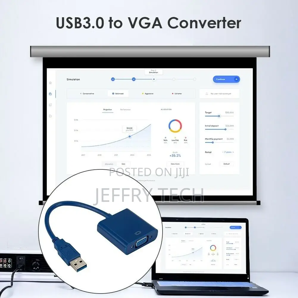 Connector Adapter USB 3.0 to VGA Video Display Converter Fo