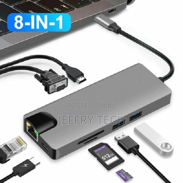 8 in 1 USB 3.0 Multiport Cable Hub Type C to 4K HDMI Adapter