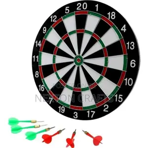 Double Sided Dart Board With 6 Darts 17" Inch Tradition