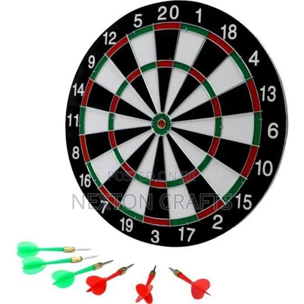 Double Sided Dart Board With 6 Darts 17" Inch Tradition - thumbnail 2