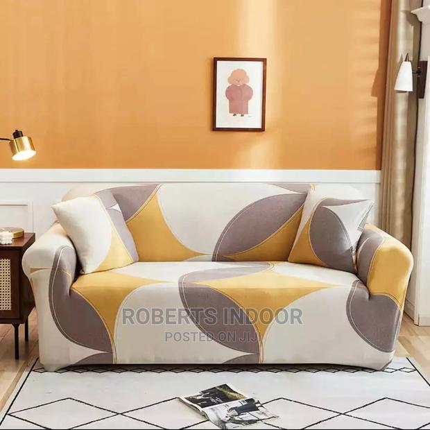 Cozy Beoge and Yellow Sofa Cover 1 Seater