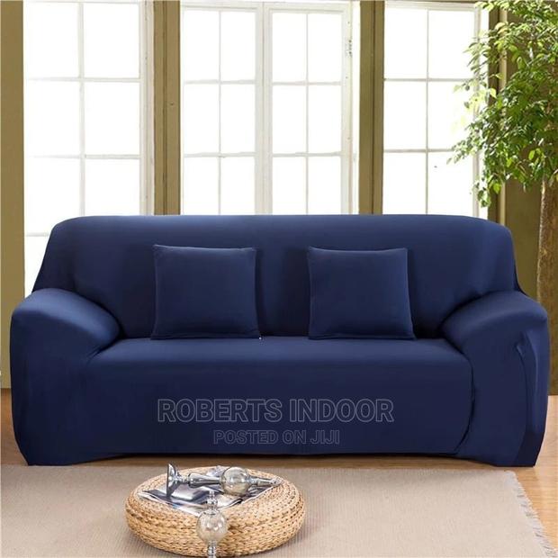 Blue Elastic Elegant Sofa Cover - main view