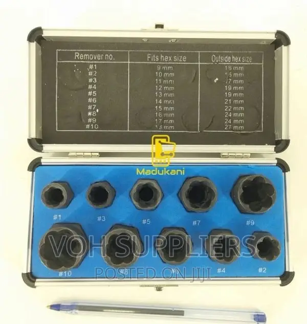 10PCS Damaged Bolt Nut Screw Remover Extractor Set With Box